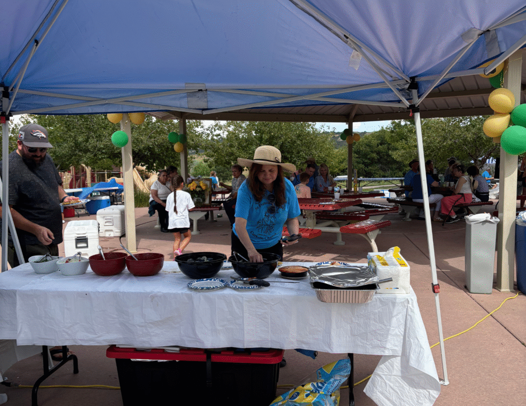 Outdoor picnic serving table