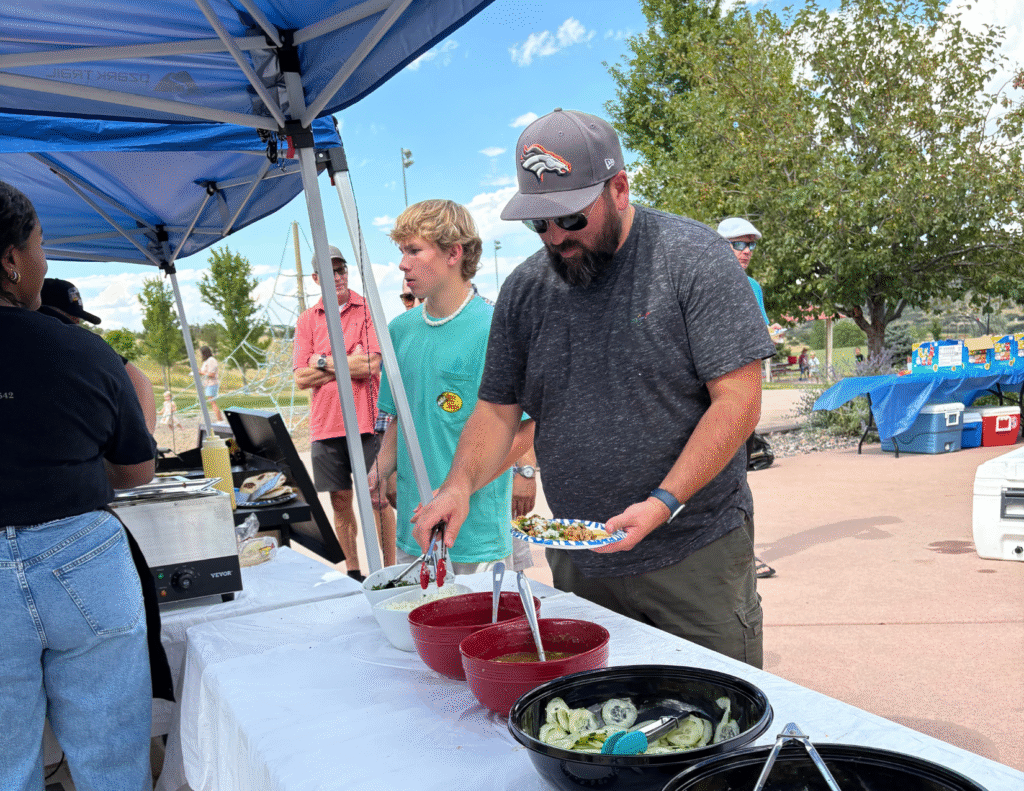 Outdoor picnic serving table